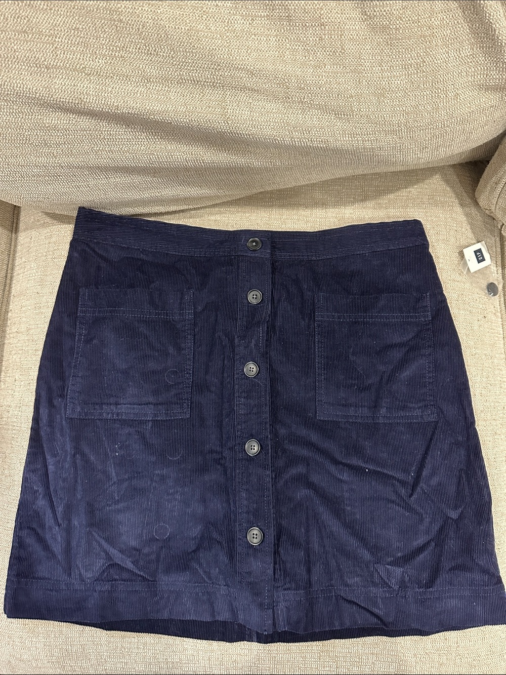 GAP Navy Corduroy Button-Front Mini Skirt